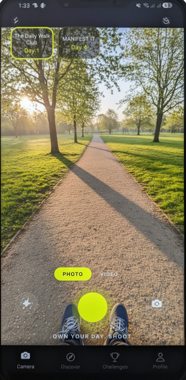 Raw Proof app — Daily Walk Challenge